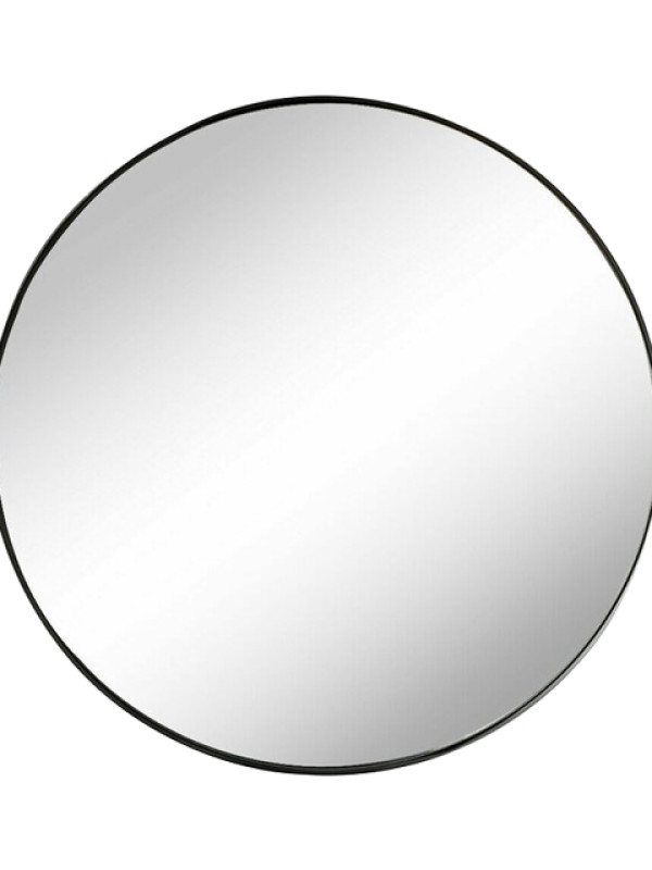 Дизайнерское настенное зеркало Glass Memory Lunar75  в металлической раме черного цвета